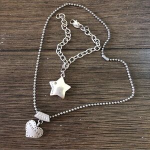 Sliver metal BFF bracelet and necklace set